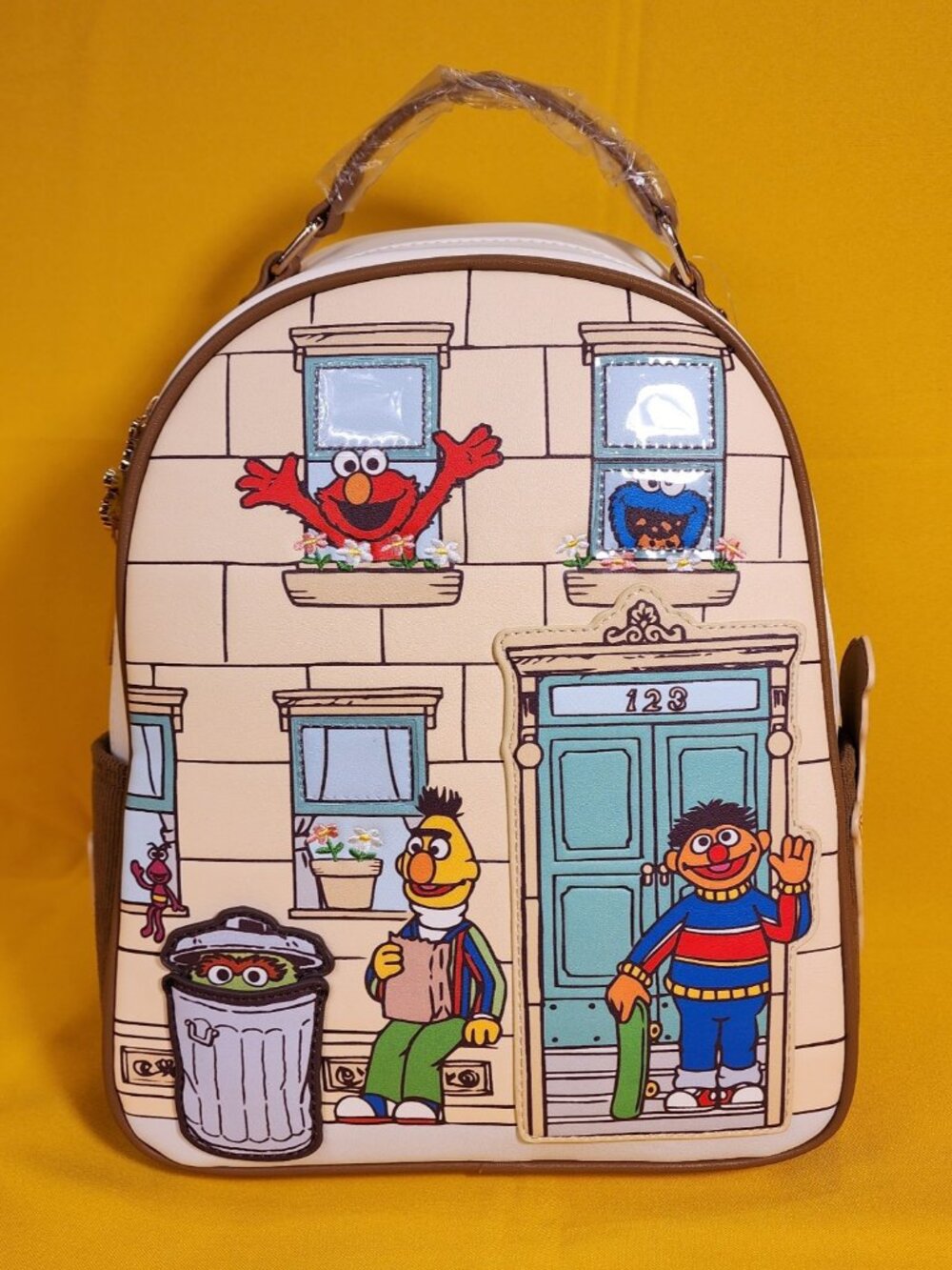 Sesame Street Block Characters Elmo , Oscar , Burt , Ernie Mini Backpack NEW